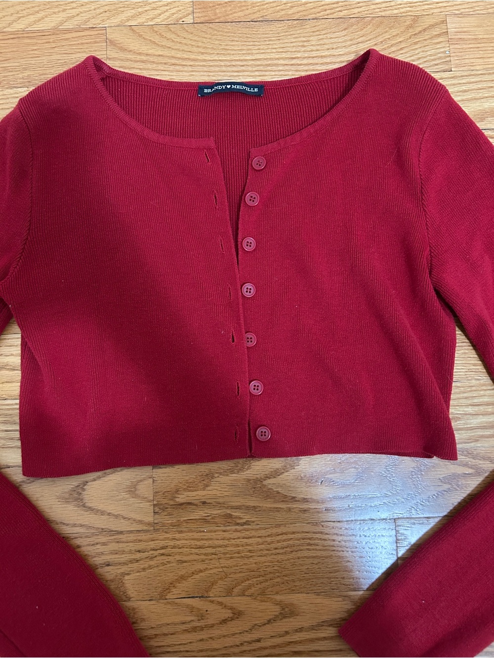Brandy Melville red cropped button cardigan